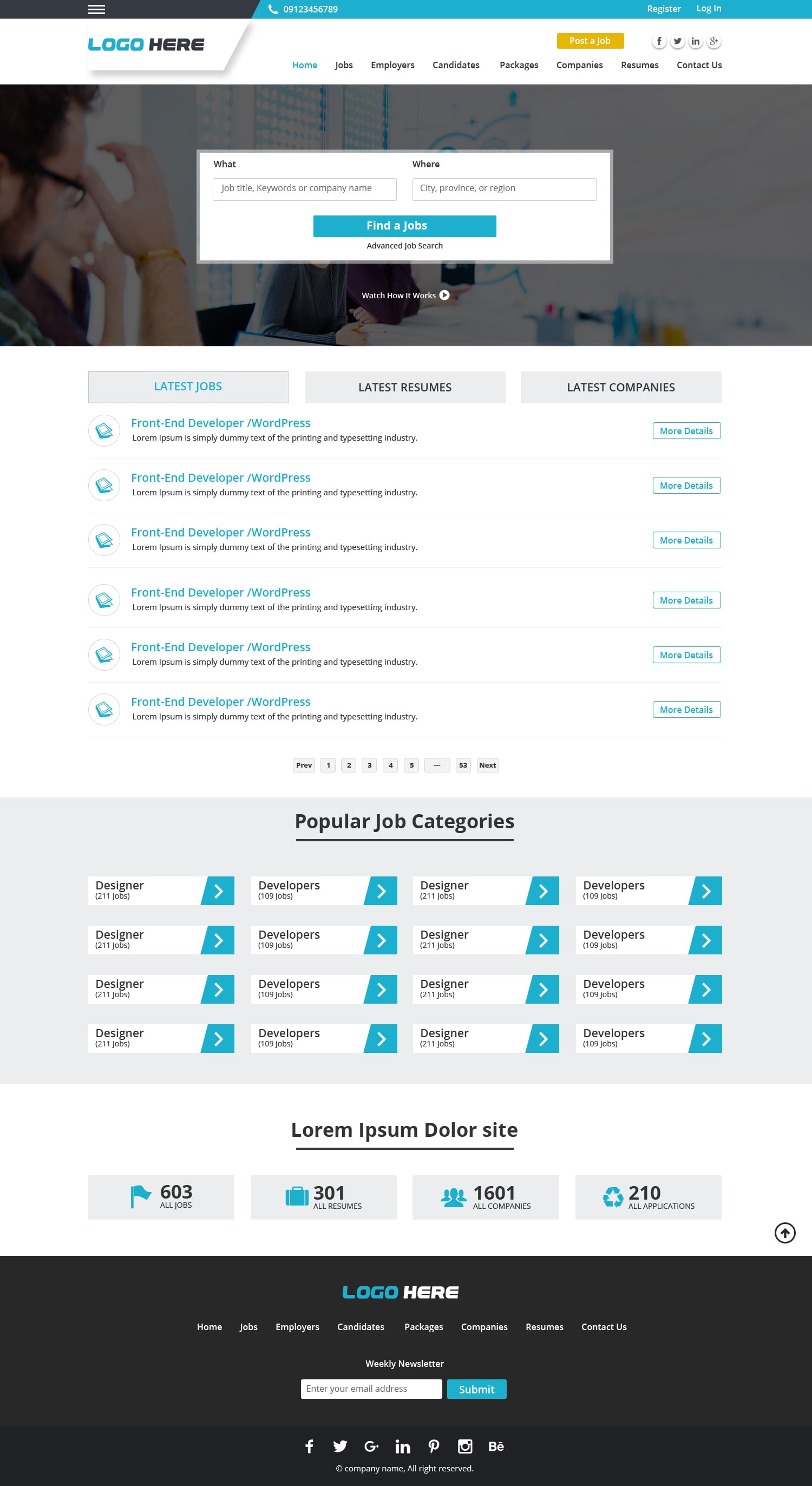 Jobs platform website design