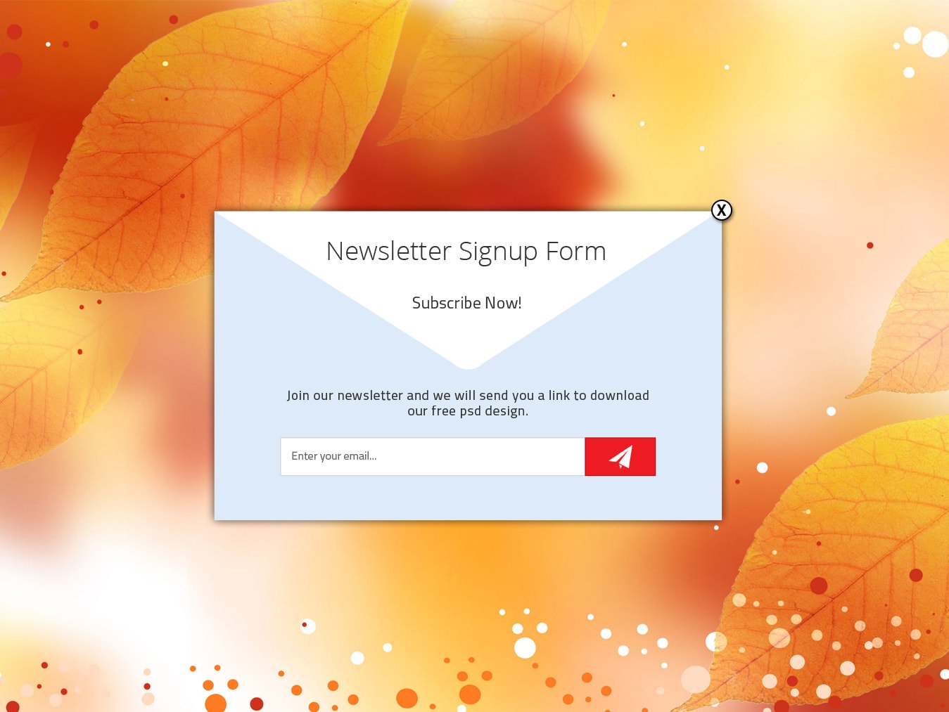 Newsletter signup form free psd design