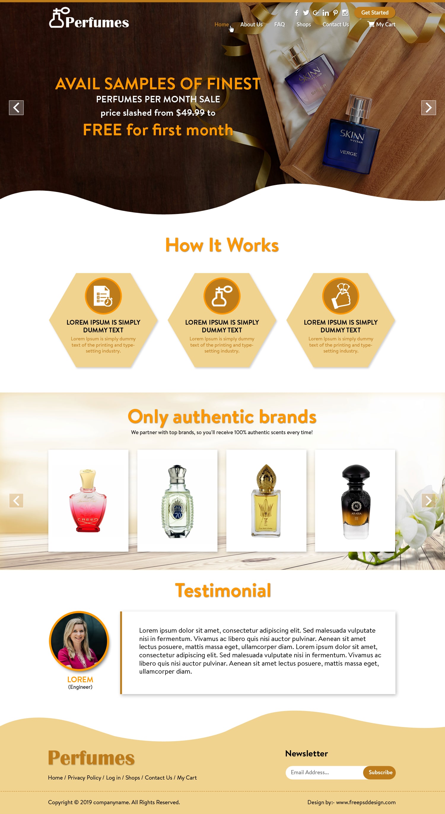 Perfume eCommerce Websites and Login/Registration page