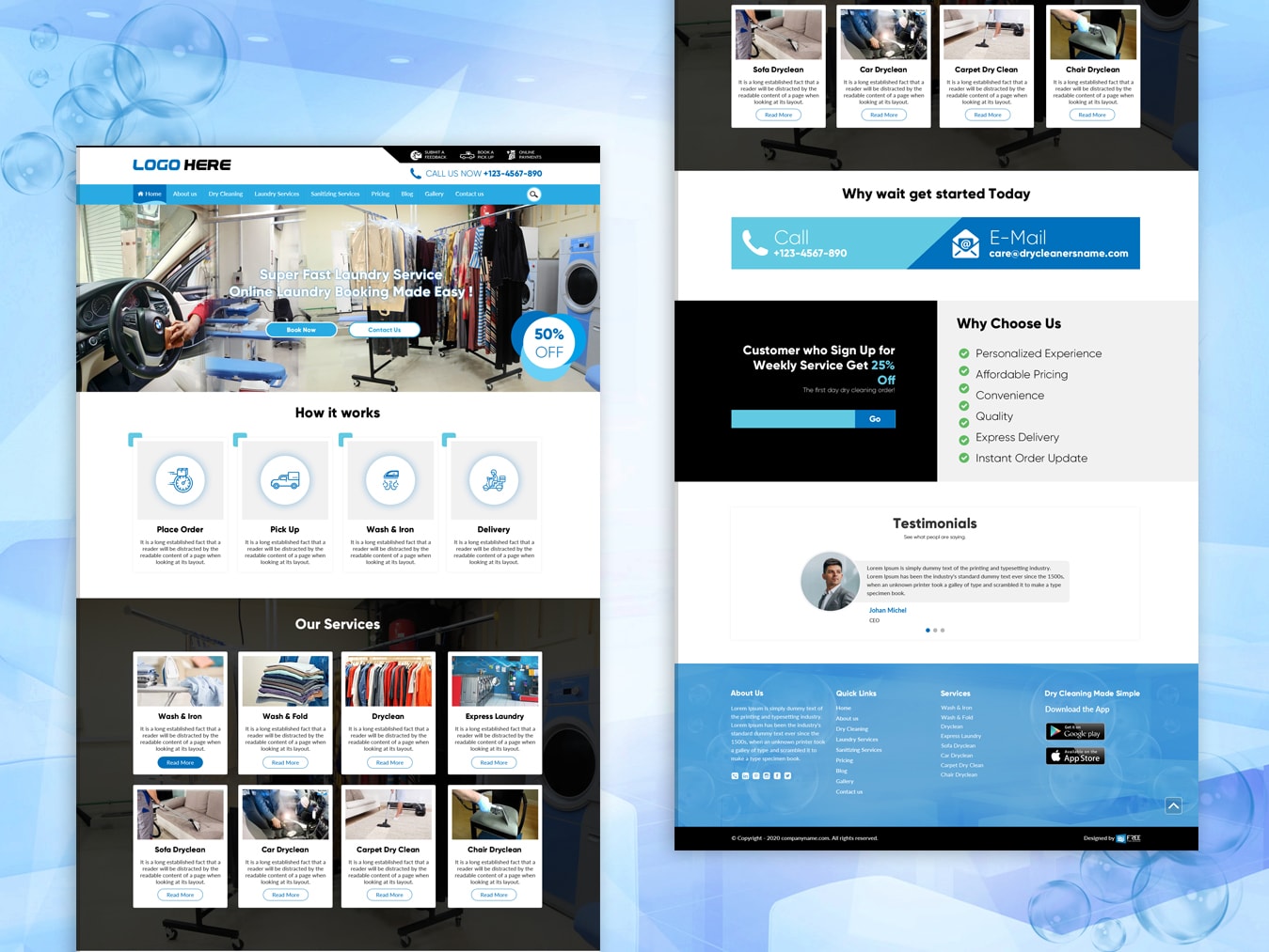 Dry cleaners and services website template
